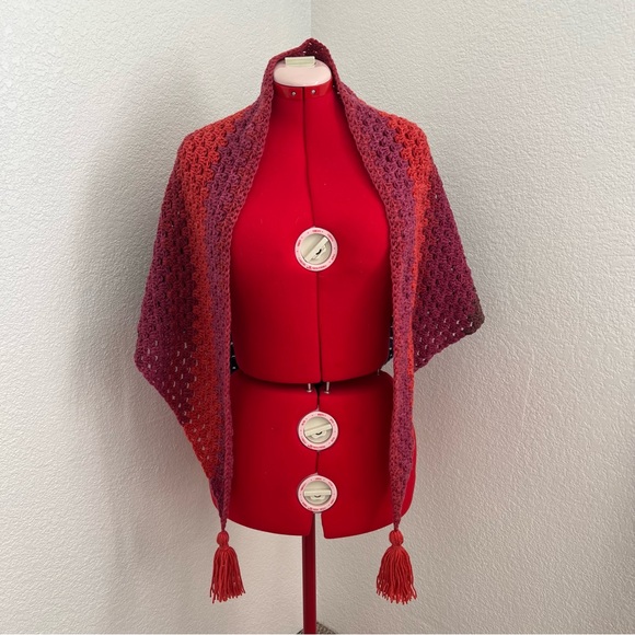 Handmade Crochet Boho Shawl Cape Wrap Scarf NWT - Picture 5 of 9